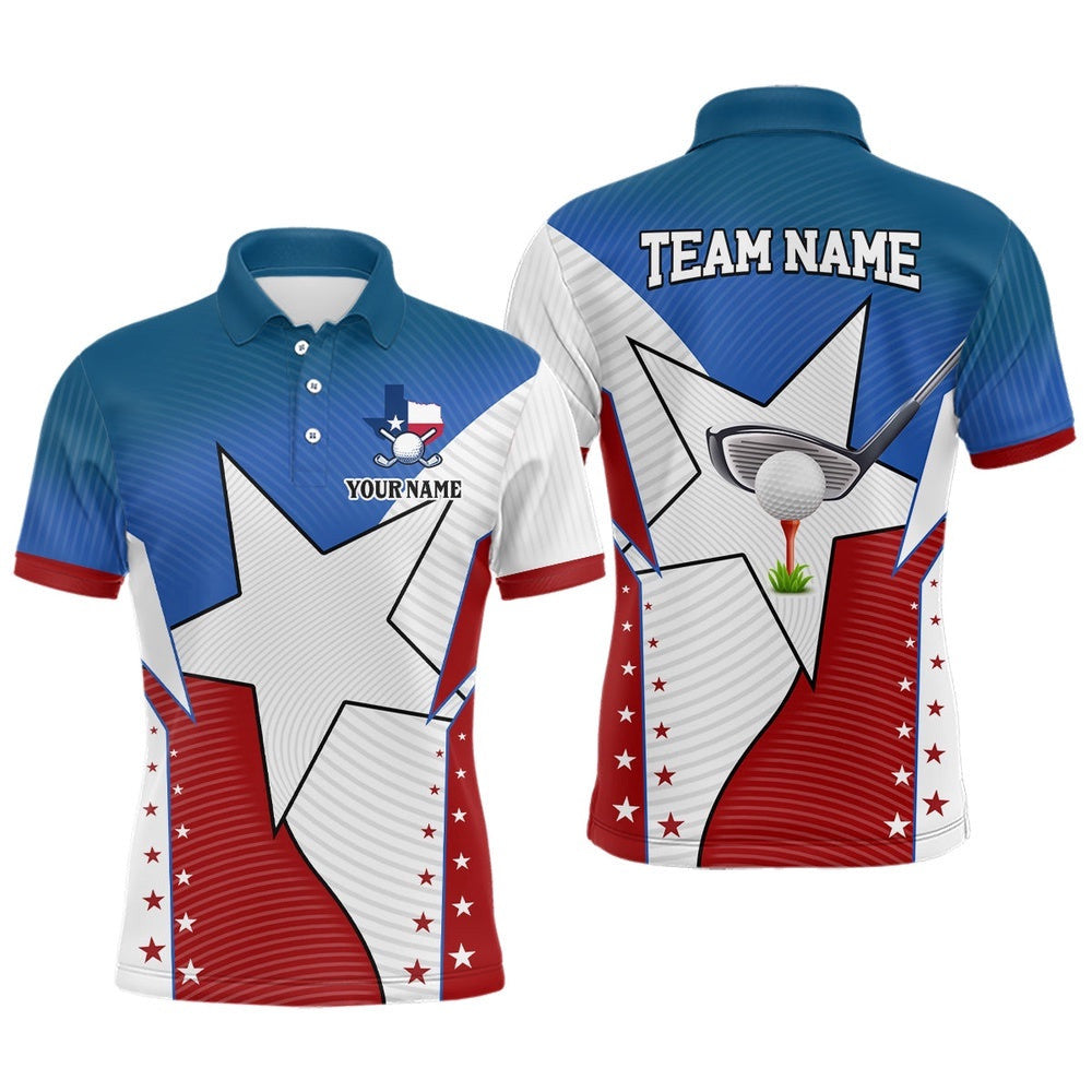 Texas Flag Retro Men's Golf Polo Shirts Custom Golf Apparel For Team Men, Gifts For Golf Lovers, Golf Polo Shirt, Golf Shirts