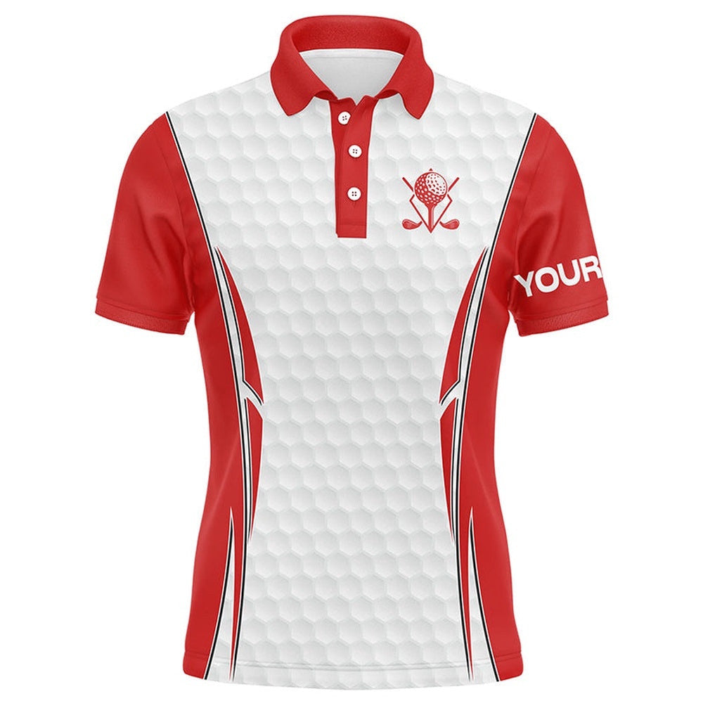 Red And White Golf Ball Men's Golf Polo Shirts Custom Golf Outfits Men For Men, Golf Polo Shirt, Golf Shirts