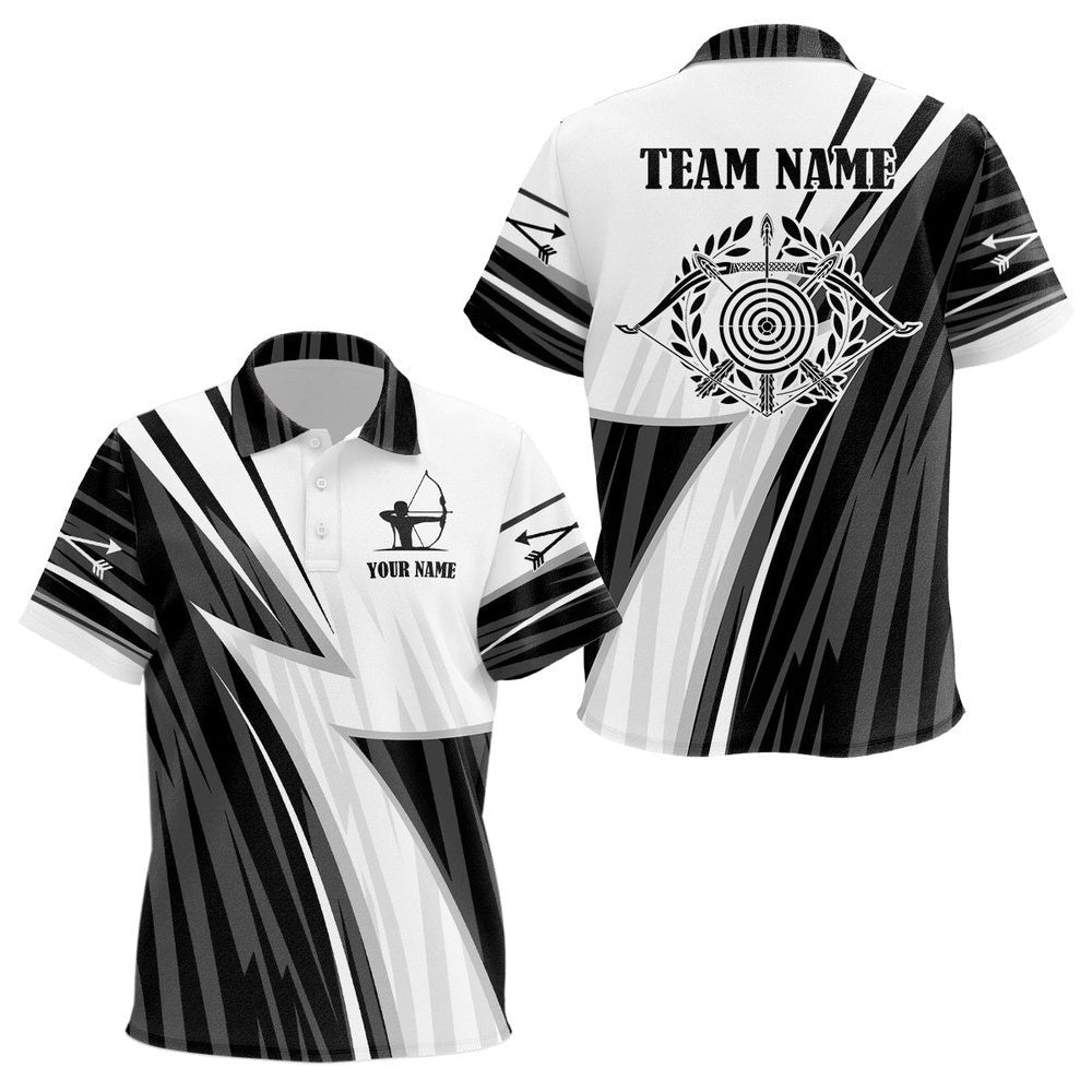 White Black Target Archery Polo Shirts, Custom Arrows Archery Team Shirts, Custom Archery Team Polo Shirt