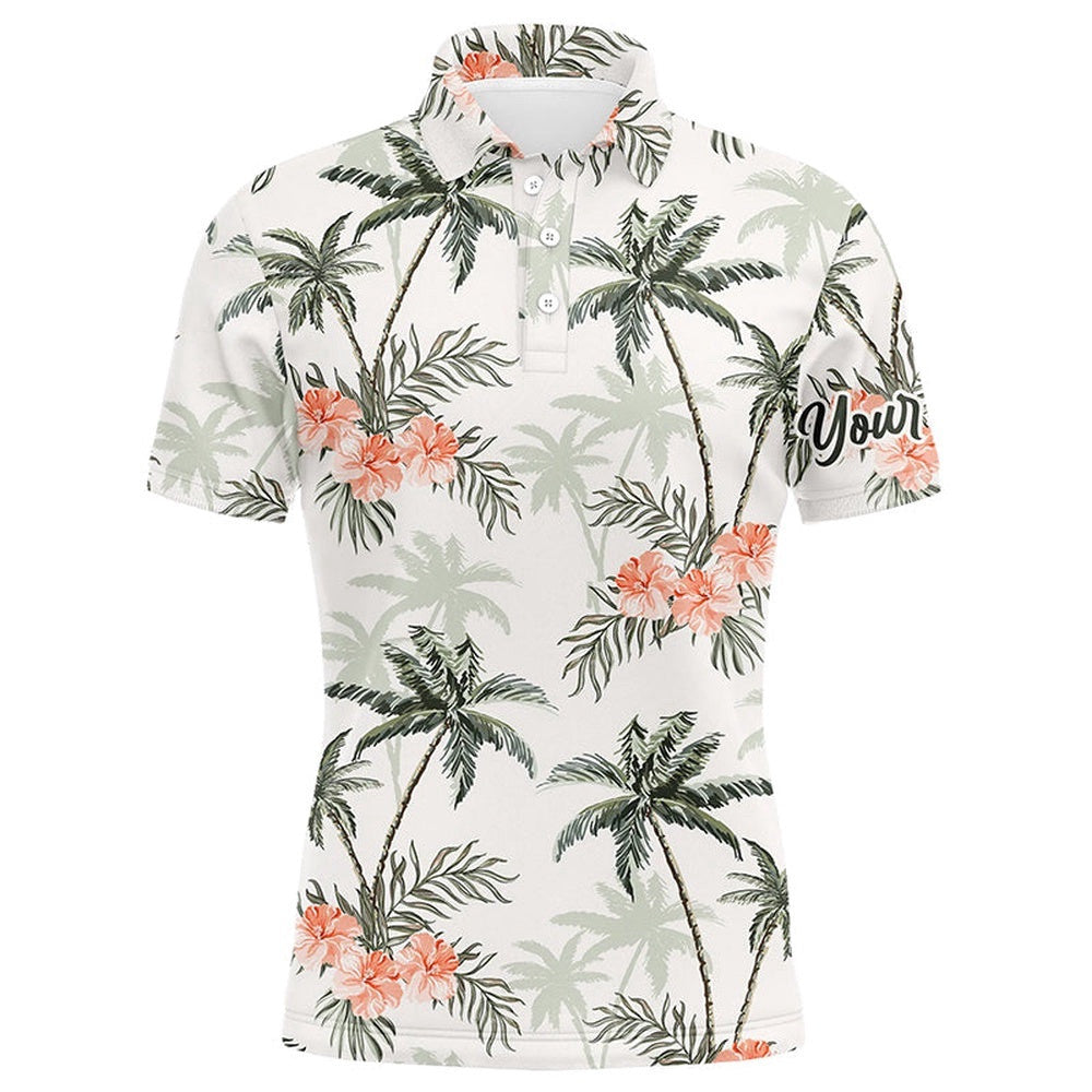 Tropical Palm Trees Pattern Men's Golf Polo Shirts Custom Team Golf Shirts For Men, Golf Polo Shirt, Golf Shirts