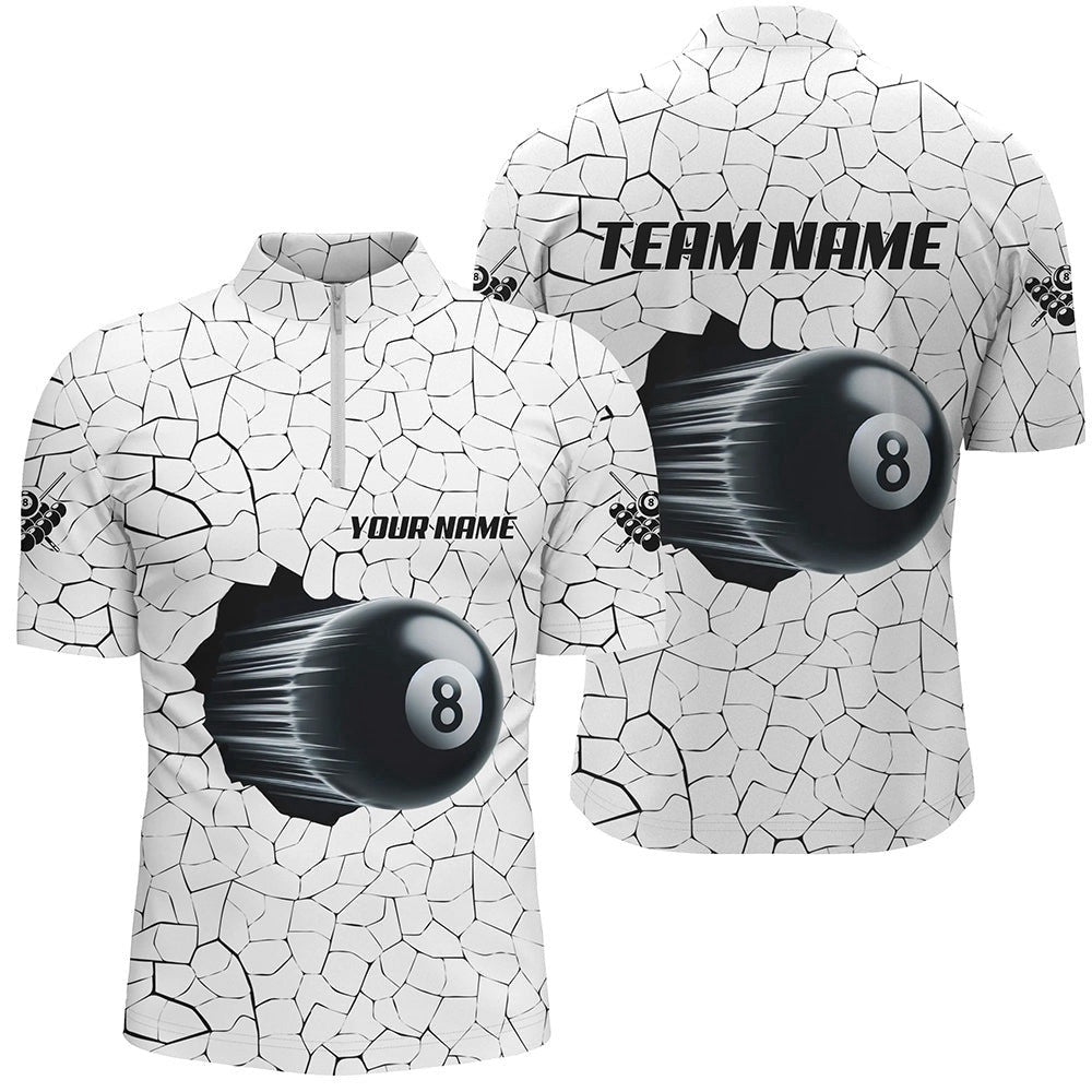 8 Ball Pool Magic White Crack Pattern Billiard Jersey Shirt, Unique Billiard Shirts, Personalized Billiard Team Jersey Shirt