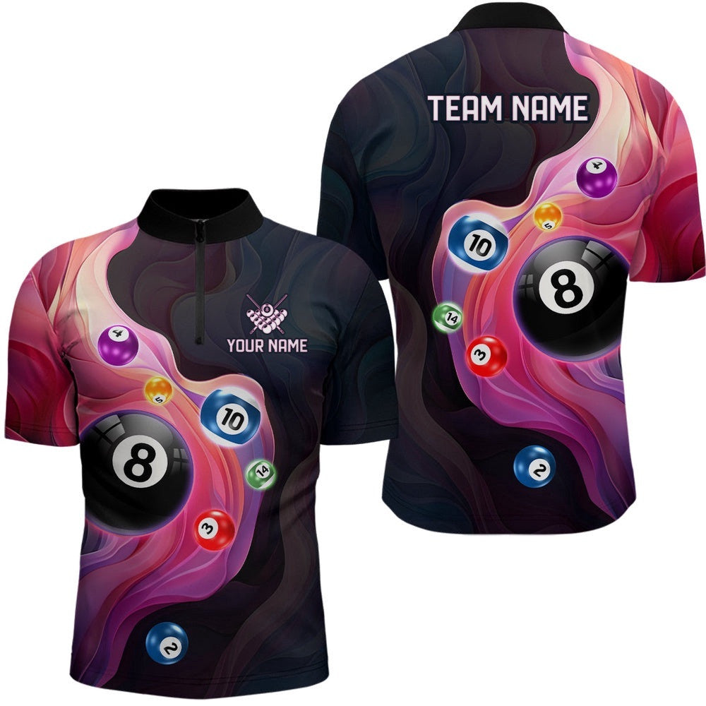 Ball Billiards Colorful Abstract Liquid Billiards Team Shirts, Personalized Billiard Team Jersey Shirt