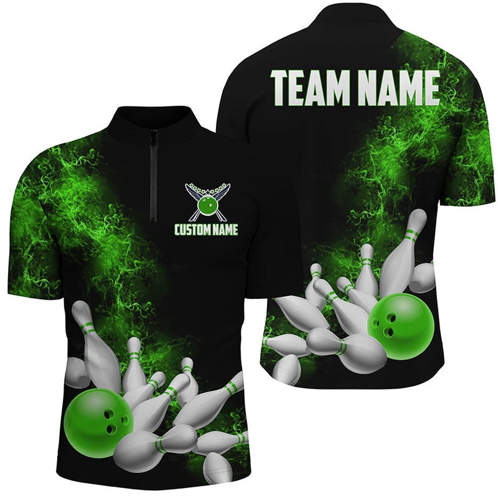 Name Unisex Strike Bowling Team Shirts For Men And Women, Bowlers Outfit Kelly Green, Custom Bowling Team Jersey Shirt