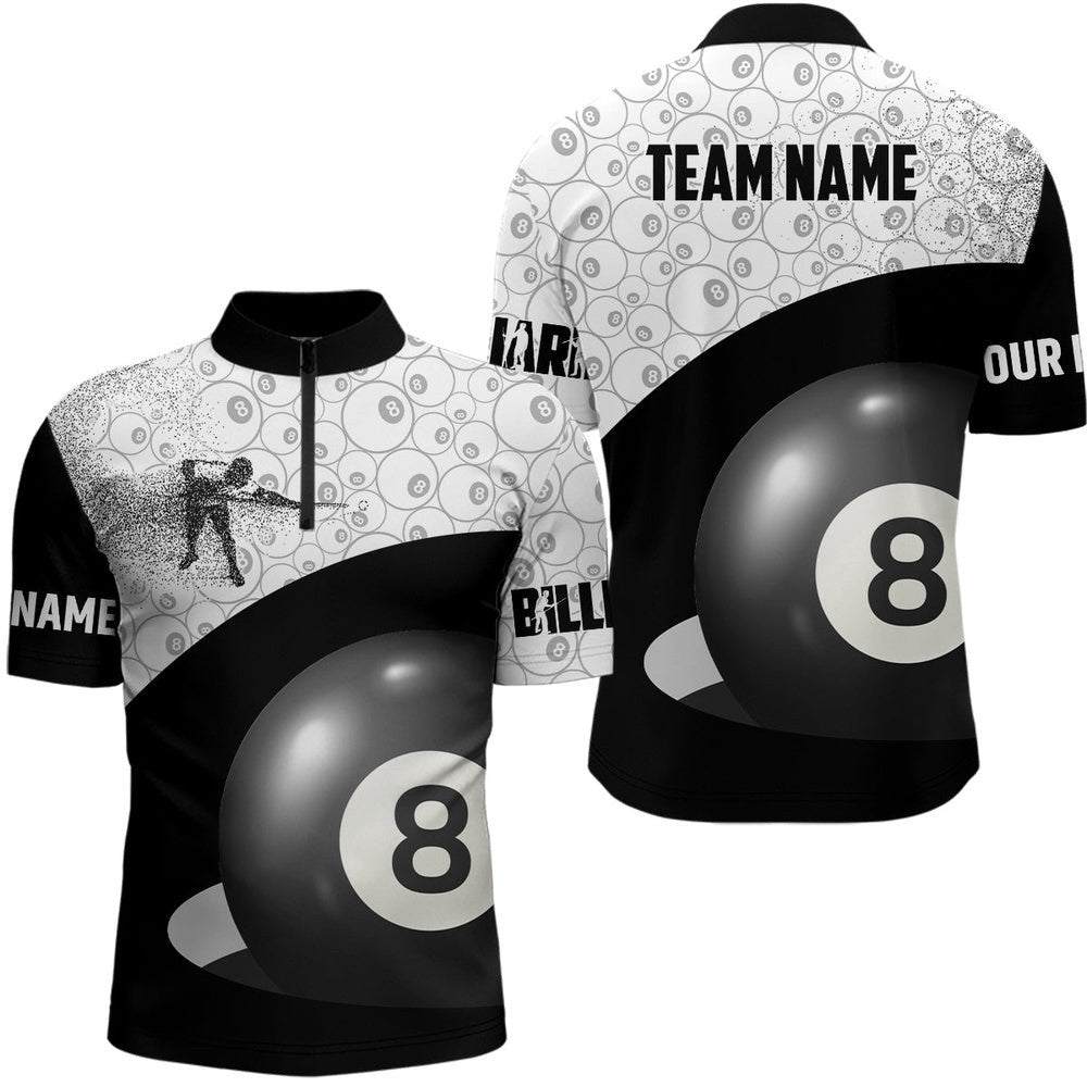 Custom Name 3D Billiard Player Jersey Shirts, Custom 8 Ball Pattern Billiards Jerseys, Personalized Billiard Team Jersey Shirt