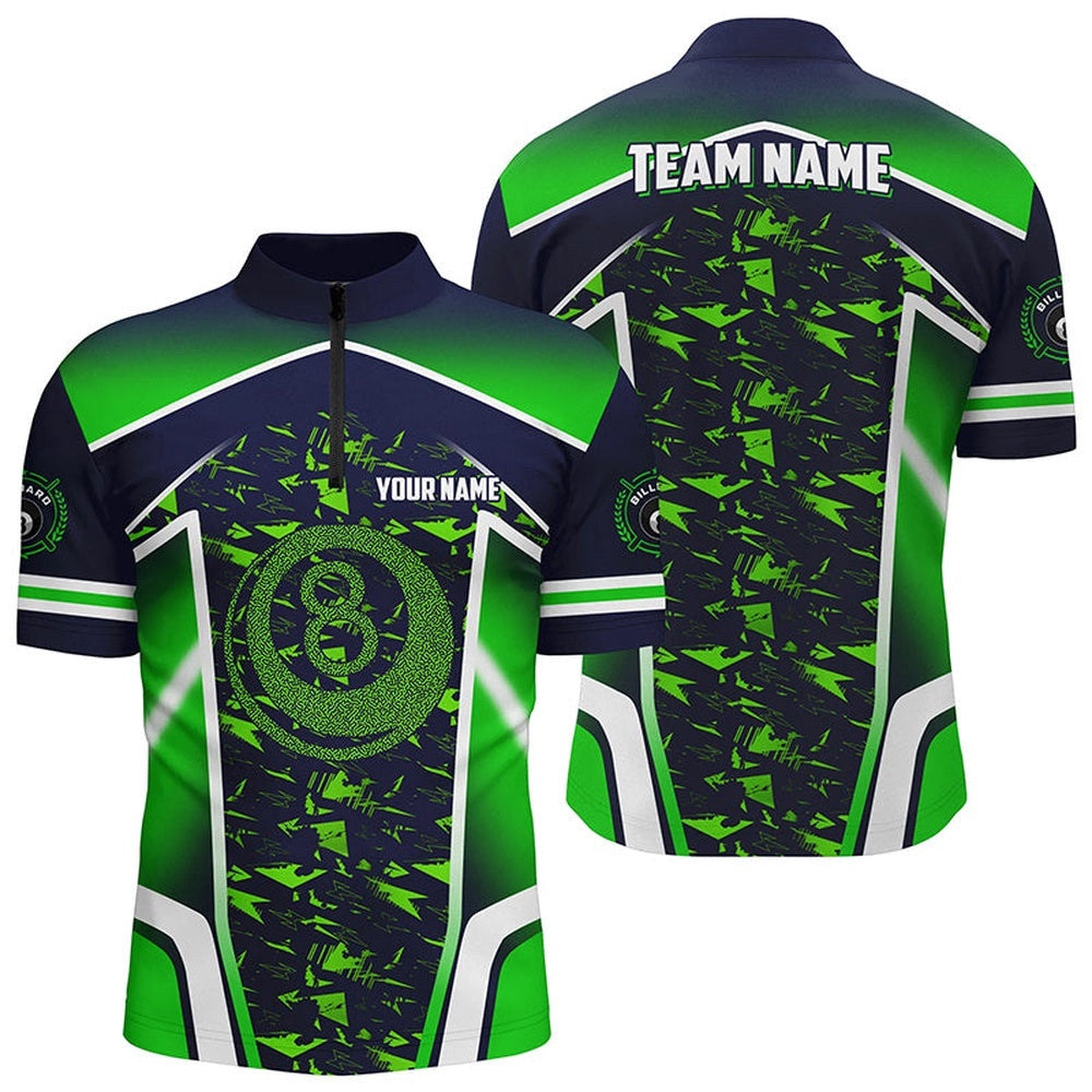 Customized 8 Ball Billiard Abstract Green 3D Jersey Shirts Best Billiard Uniform, Personalized Billiard Team Jersey Shirt