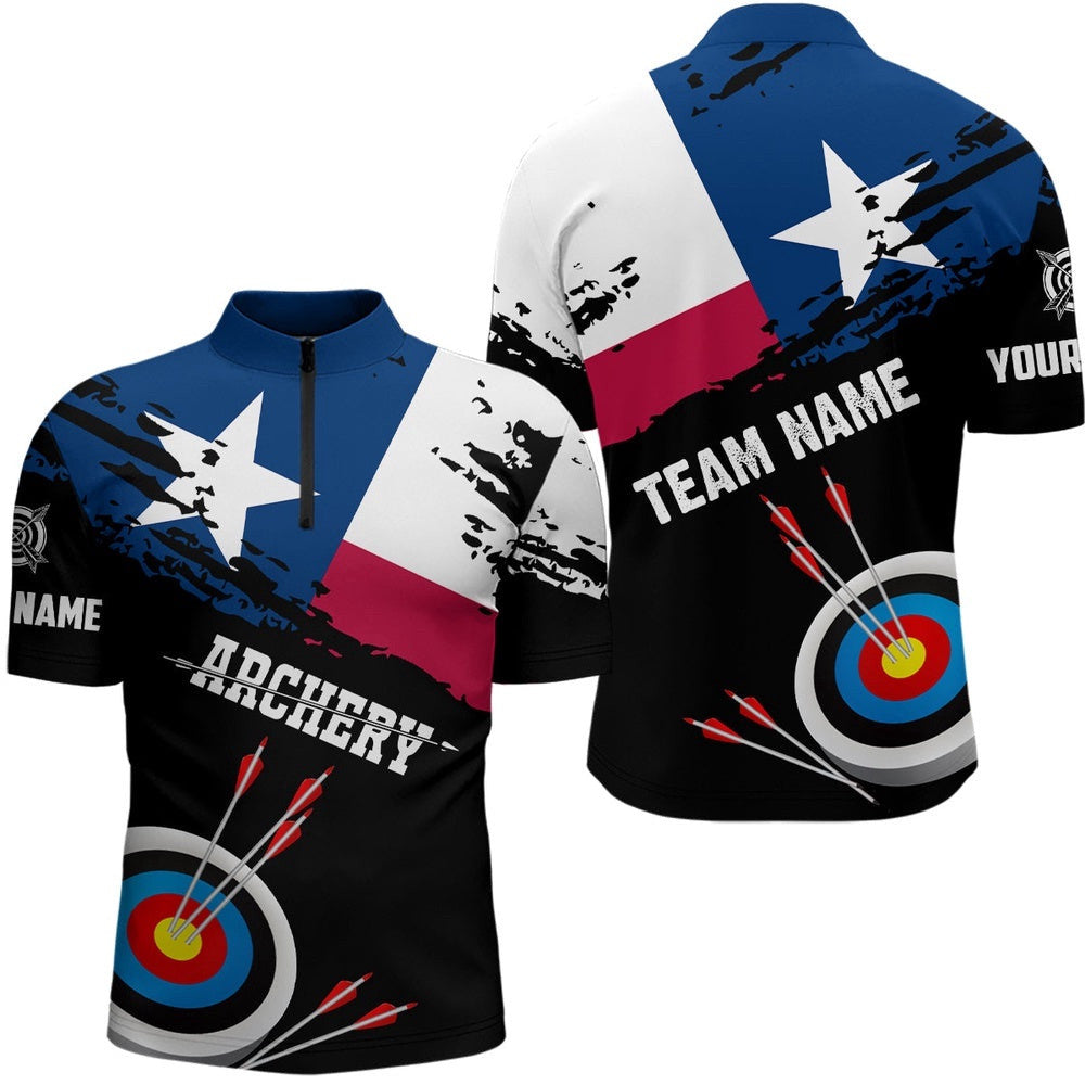 Customized Grunge Texas Archery Men Jersey Shirts, Best Texas Flag Shirts For Archers, Custom Archery Team Shirt