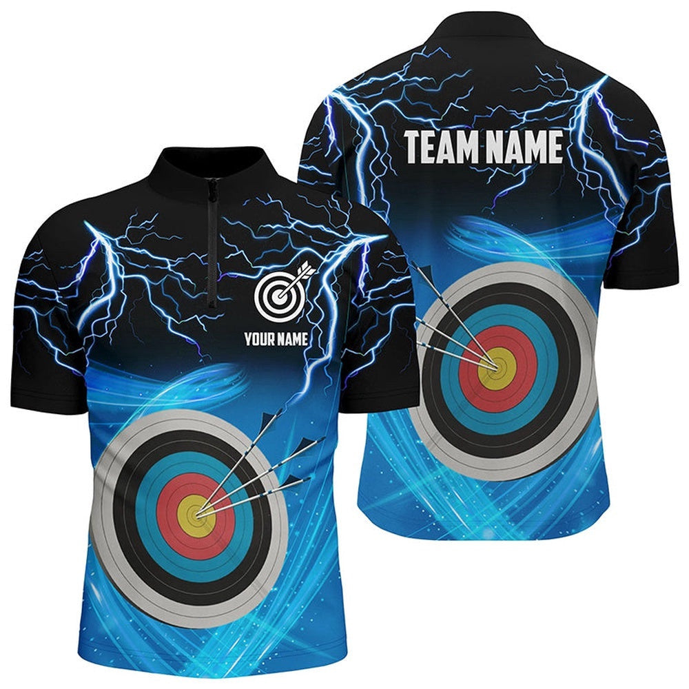 Custom Archery Target Thunder Lightning Men Jersey Best Archery Team Shirts Blue, Custom Archery Team Shirt