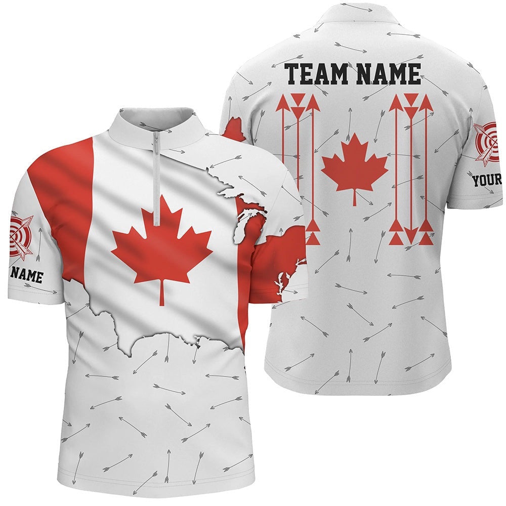 Patriotic Canada Flag Archery Men Polo & Jersey Shirt Archery Team Uniform Shirts, Custom Archery Team Shirt