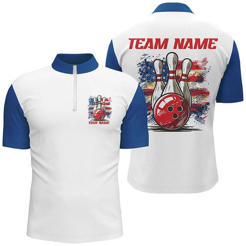 Vintage American Flag Bowling Shirts For Bowler, Patriotic Bowling Shirt For Men And Women, Custom Bowling Team Jersey Shirt