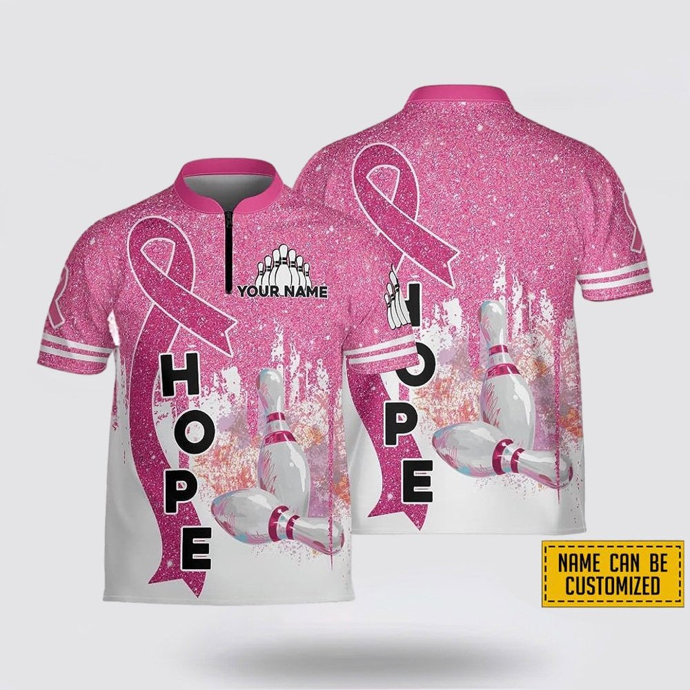 Personalized Breast Cancer Hope Bowling Jersey Shirt - Perfect Gift for Bowling Fans