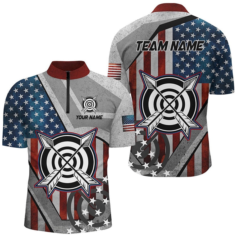 USA Flag Archery Shirts For Men Custom Patriotic Archery Jerseys For Team Archers, Custom Archery Team Shirt