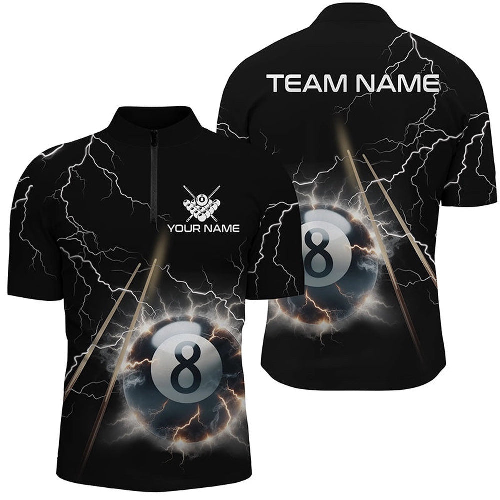 Thunder Lighting Black 8 Ball Billiard 3D Jersey Shirts, Pool Balls Jerseys, Personalized Billiard Team Jersey Shirt