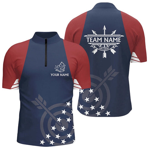 USA Flag Archery Patriotic Shirts For Men Custom Archery Jersey Shirts, Custom Archery Team Shirt