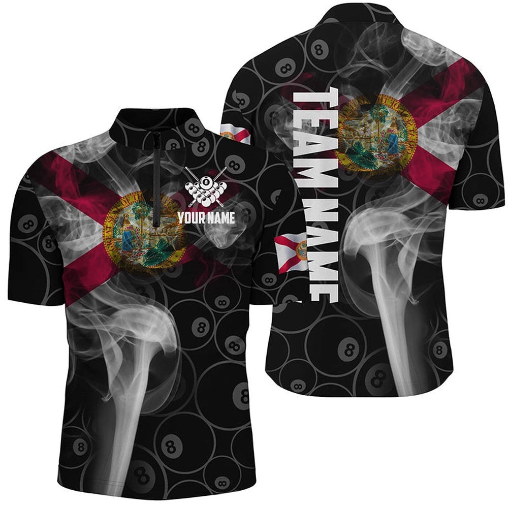 Vintage Smoke Florida Flag 8 Ball Pool Team Jerseys, Personalized Billiard Team Jersey Shirt