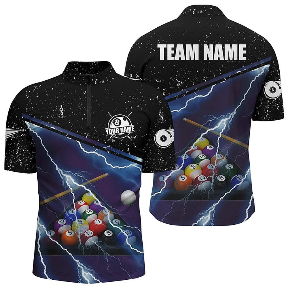 Thunder Lighting Purple Black Billiard Balls 3D Jersey Shirts, Billiards Jerseys, Personalized Billiard Team Jersey Shirt