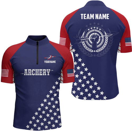 US Archery Men Jersey Shirts, American Flag Archery Jerseys For Team, Custom Archery Team Shirt
