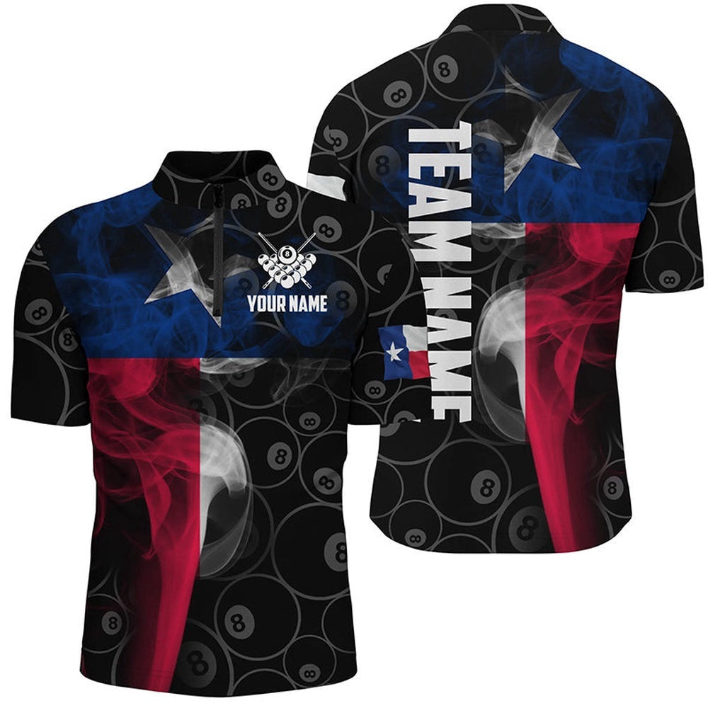 Vintage Smoke Texas Flag Custom 8 Ball Pool Team Jerseys, Personalized Billiard Team Jersey Shirt