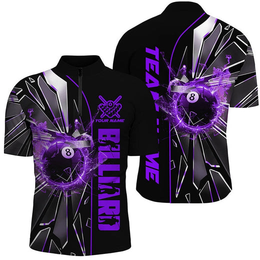 Purple Glass Crack 8 Ball Billiard Jersey & Jersey Shirts, 8 Ball Pool Jerseys, Personalized Billiard Team Jersey Shirt