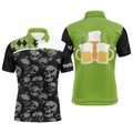 Black Skull Argyle Plaid Pattern Men's Golf Polo Shirts Custom Team Beer Golf Top For Men Green, Golf Polo Shirt, Golf Shirts
