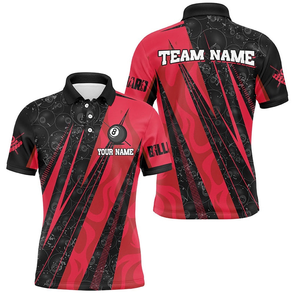 Red Billiard Tournat Sport Shirts, Best Billiard Team Polo Uniform, Personalized Billiard Polo Shirt