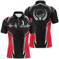 Black Red Men's Personalized Heartbeat Golf Shirts For Men, Golf Polo Shirt, Golf Shirts