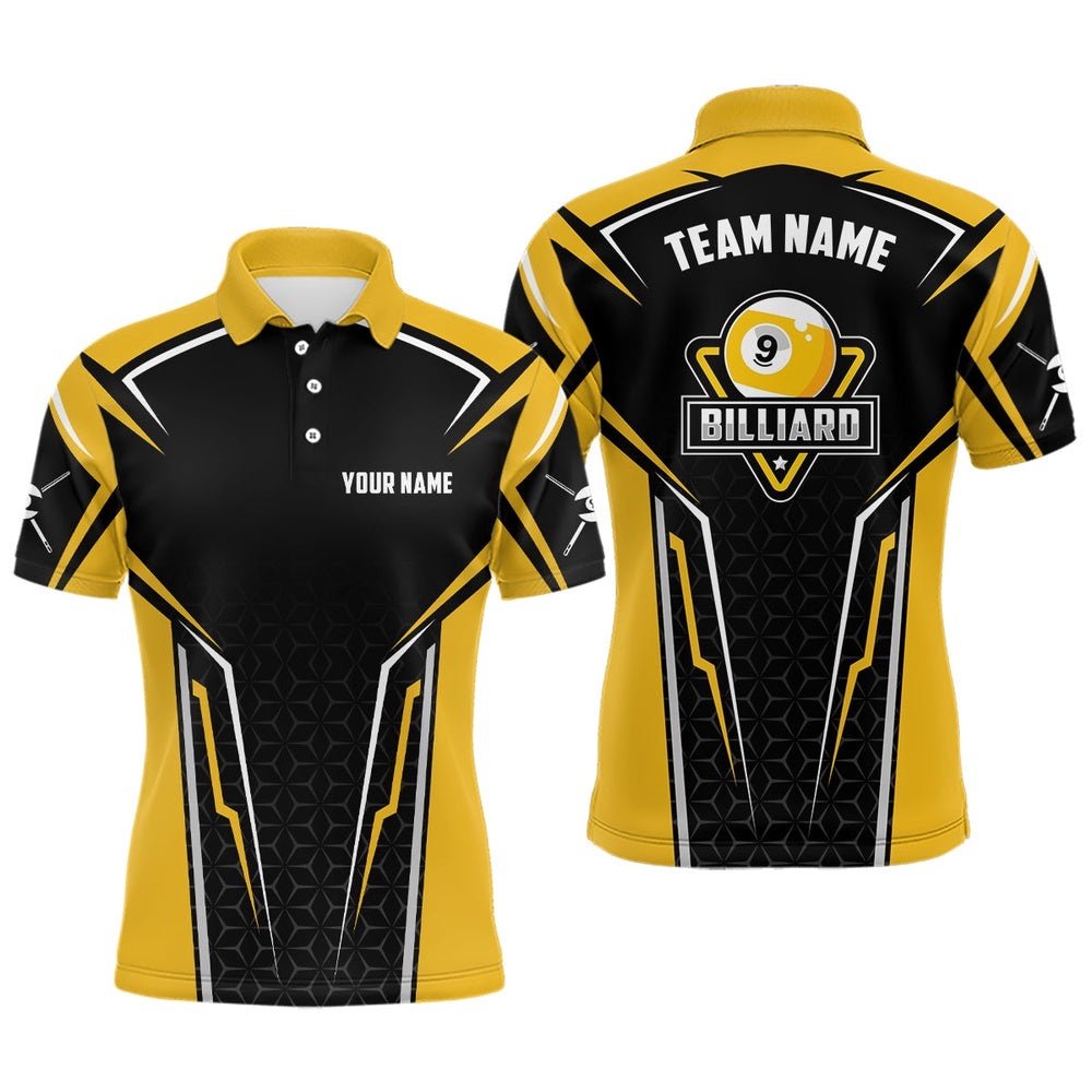 Custom Name Abstract Sports Ball 9 Billiards Team Shirts, Personalized Billiard Polo Shirt