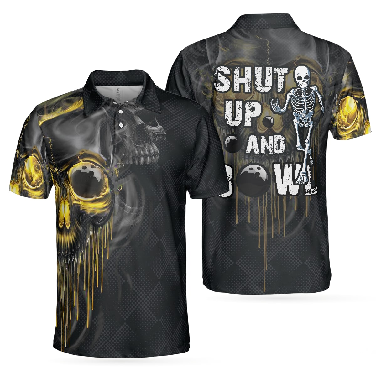 Scary Halloween Sleeve Men Polo Shirt - Bowling Men Polo Shirt - Gifts To Get For Your Dad - Father's Day Shirt