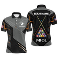 US Flag 8 Ball Custom Grey Black Pool Balls Polo, Personalized Billiard Polo Shirt
