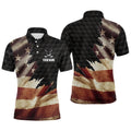 Retro American Flag Men's Golf Polo Shirts Custom Patriotic Golf Shirts For Men Best Golf Gifts, Golf Polo Shirt, Golf Shirts
