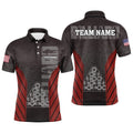 Red Hive Pattern 8 Ball Billiard 3D Polo Shirts, Custom Billiards Polo, Personalized Billiard Polo Shirt