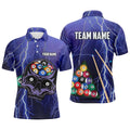 Skull Billiard Thunder Lighting Polo Shirts, Custom 3D Funny Billiard Shirts, Personalized Billiard Polo Shirt