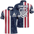 US Flag 8 Ball Pattern Billiard 3D Polo Shirts, Custom Player Billiards Shirts, Personalized Billiard Polo Shirt