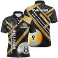 Black Polo Billiard 8 Ball & 9 Ball Pool Shirts Customized Unique Billiard Uniform Yellow, Personalized Billiard Polo Shirt
