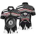 3D Billiard 8 Ball Pool Polo Shirts Custom Patriotic Us Flag Billiard Shirts, Personalized Billiard Polo Shirt