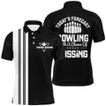 Black White Retro Bowling Polo Shirts For Men Custom Today'S Forecast Bowling With A Chance Of Cussing, Personalized Bowling Team Shirt
