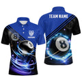 8 Ball Billiard Blue 3D Polo Shirts, Custom 8 Ball Pool Billiard Polo, Personalized Billiard Polo Shirt