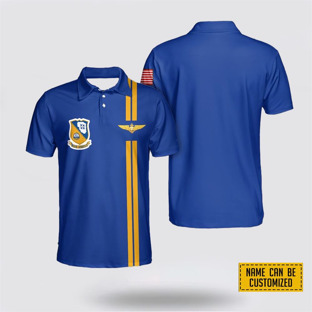 Custom Name US Navy Blue Angels AOP Premium Polo Shirt - Gift For Military Personnel