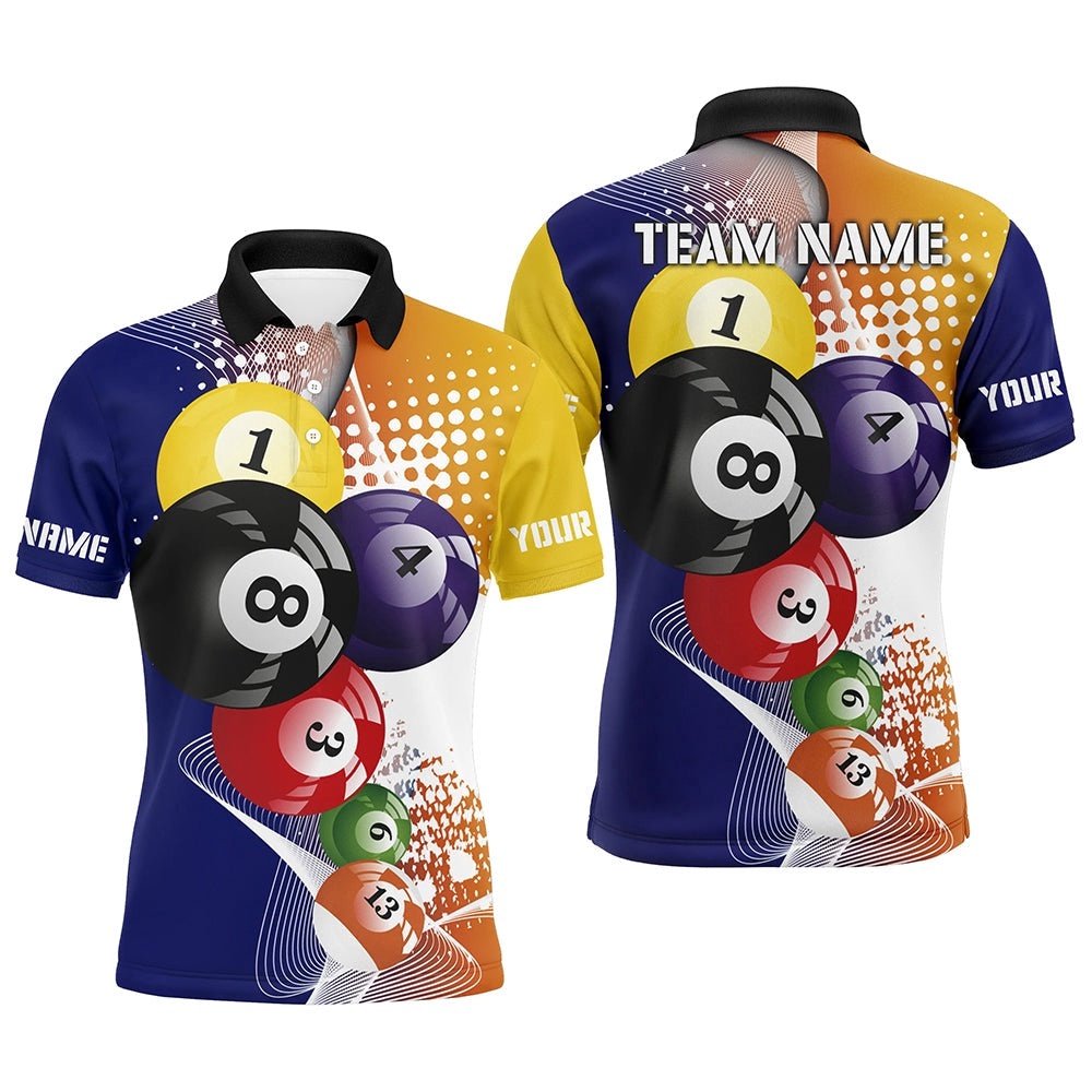 Custom Name Multicolor Billiard Balls 3D All Over Printed Polo Shirts, Billiard Lover Team, Personalized Billiard Polo Shirt