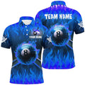 3D 8 Ball Pool &Cue Fire Polo Shirts Custom Billiard Apparel Polo�Blue, Personalized Billiard Polo Shirt