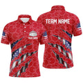 Custom Patriotic Bowling Shirts For Men, American Flag Bowling Uniform Bowlers Outfit Red, Personalized Bowling Team Shirt