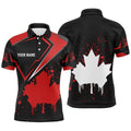 Black Men's Golf Polo Shirts Canada Flag Maple Leaf Custom Team Golf Shirts, Canadian Patriot Golf Tops, Golf Polo Shirt, Golf Shirts