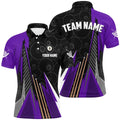 Black Purple Billiard Pattern Polo & 14 Zip Shirts, Billiard Team Polo Uniform, Personalized Billiard Polo Shirt