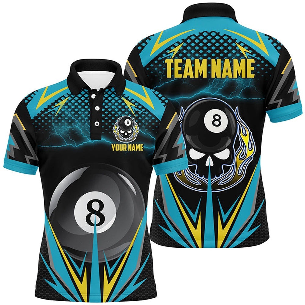 8 Ball Billiard Polo 3D Polo Shirts Custom Team Name Billiard Polo, Personalized Billiard Polo Shirt