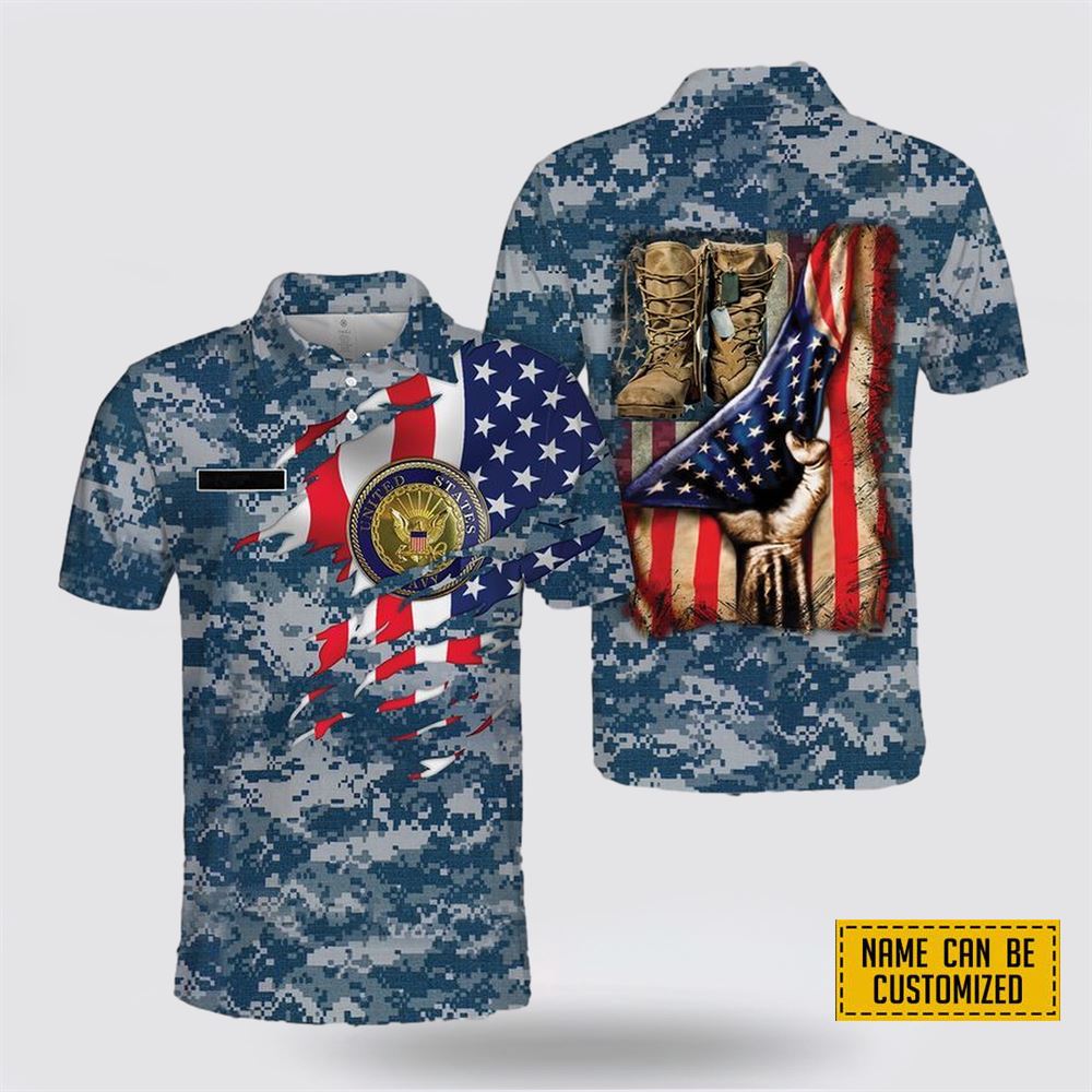 Custom Name US Navy AOP Premium Polo Shirt - Gift For Military Personnel