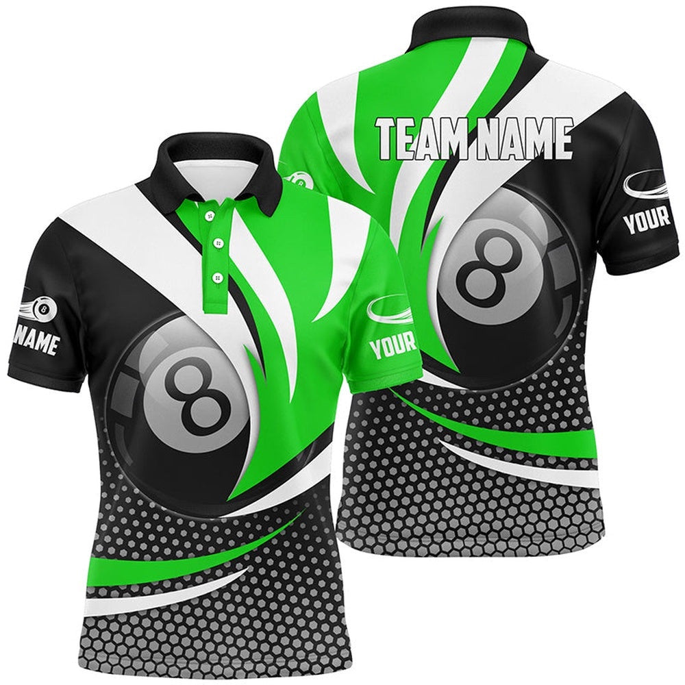 8 Ball Billiard Green Version 3D Polo Shirts Best Custom Gifts For Pooler, Personalized Billiard Polo Shirt