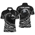 Black White 8 Ball Pool Tribal Pattern Polo Shirts Custom 3D Billiard Pool Polo, Personalized Billiard Polo Shirt
