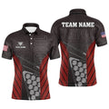 Black Red Billiard Play Pool Custom Name Polo Shirts, Pool Player Gifts, Personalized Billiard Polo Shirt