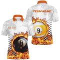 8 Ball & 9 Ball Fire Flame Smoke Billiard Shirts, Billiard Apparel For Team, Personalized Billiard Polo Shirt