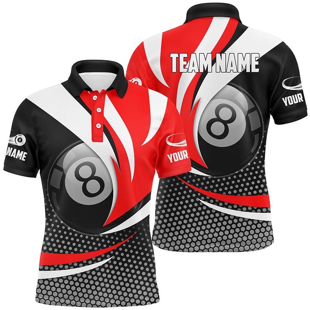 8 Ball Billiard Red Version 3D Polo Shirts Best Custom Gifts For Pooler, Personalized Billiard Polo Shirt