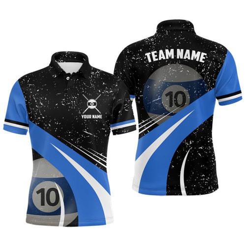 10 Ball Pool Billiard Polo Grunge Style Custom 10 Ball Pool Shirts, Personalized Billiard Polo Shirt